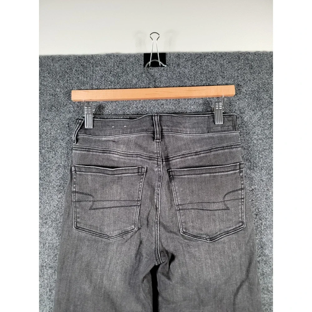 American Eagle Hi-Rise Crop Flare Super Stretch Button Fly Jeans Size 6 Gray
